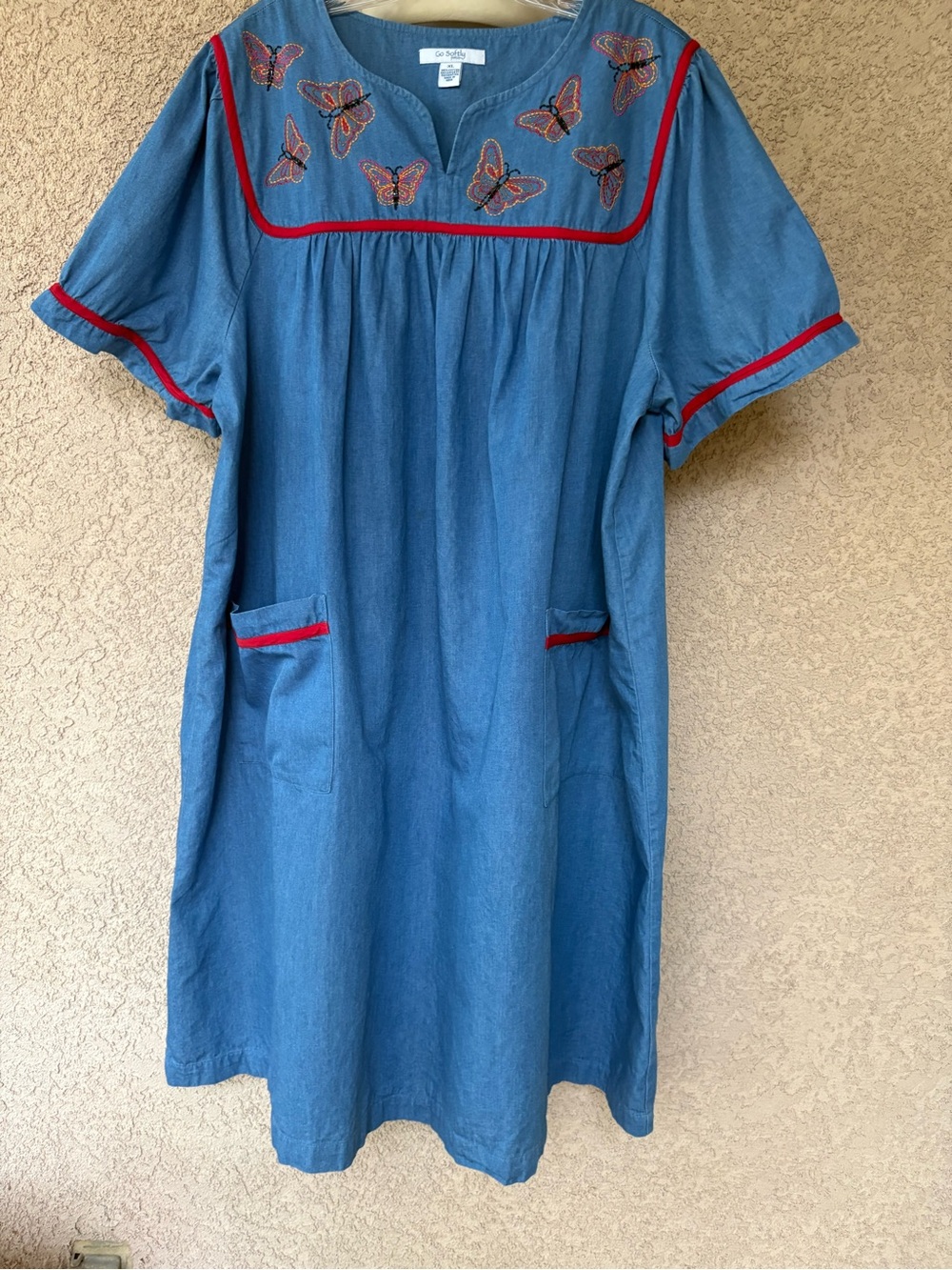 Go softly patio dress butterfly embroidered size xl